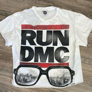 RUN DMC Cutoff Distressed Cropped Tee